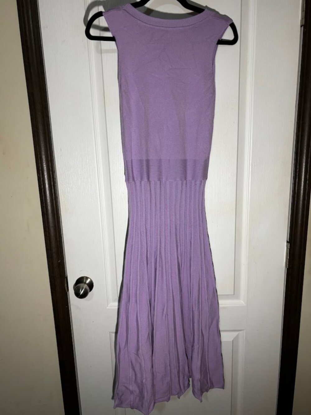 Lavender Purple Ribbed Knit Sleeveless Midi Dress Size L - Picture 1 of 3